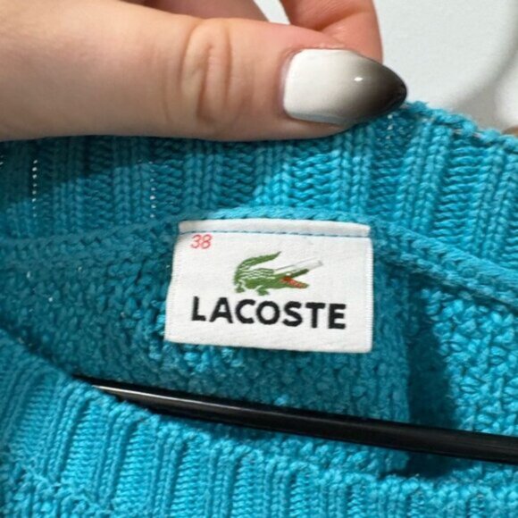 Lacoste VINTAGE Women's Aqua Blue Knit Sweater - Picture 6 of 6